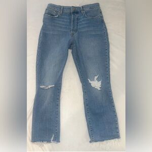 H&M Womens Mom Denim Blue Jeans Size 8 High Waist Ripped Distressed